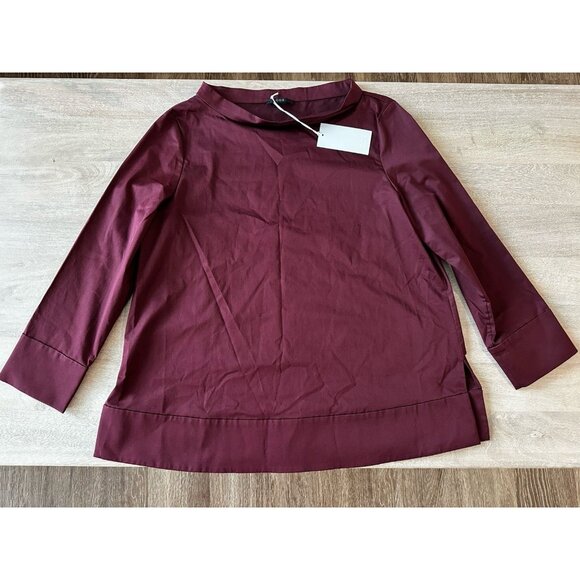 COS NWT Maroon Wine Mockneck Longsleeve Blouse Size 6 - Picture 2 of 6